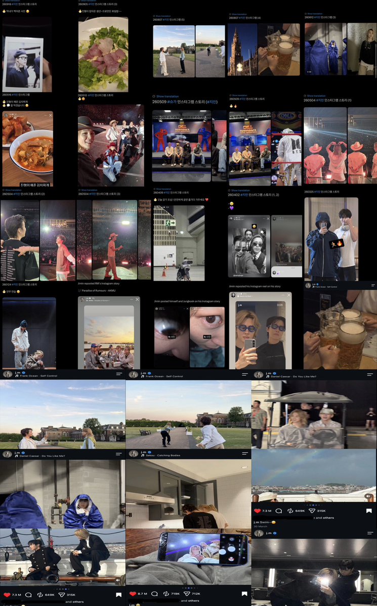 KMREPORTS's tweet photo. Contrary to taekookers and solos’ delusional belief, this is the entirety of what Jimin and Jungkook have posted of each other on their socials since last year, as in practically nothing, apparently enough to “feed” a fraction of shippers who barely make up 1% of ARMY https://t.co/AQUPAWA5gP