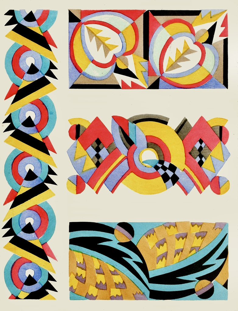 MeditateColor's tweet photo. Christian Stoll, Kunstgewerbliche Schmuckformen für die Fläche [Decorative Forms for Surfaces], Plate 8. c. 1920. 

Chromolithograph. https://t.co/yu1TO6zjPX