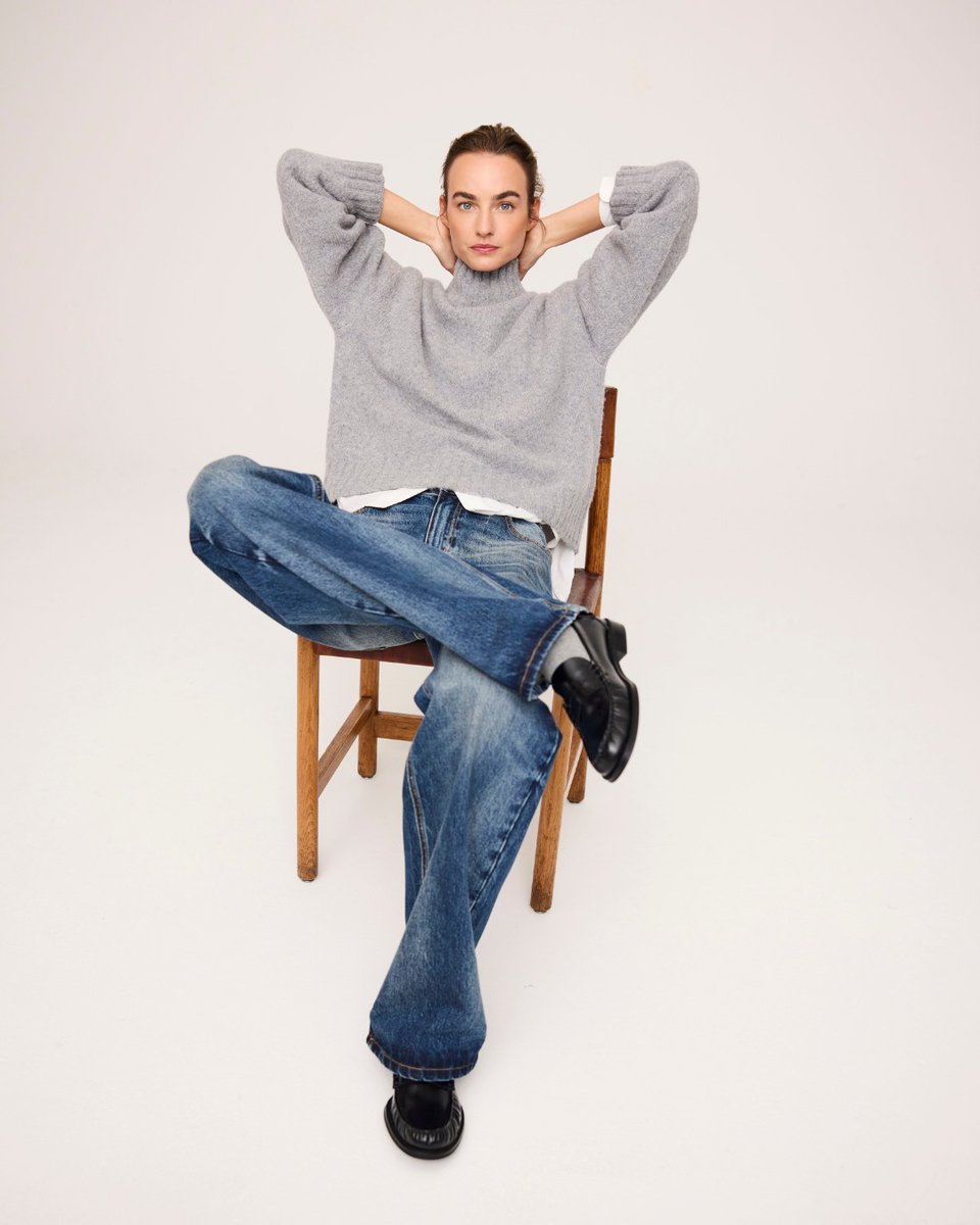 victoriascottca's tweet photo. Grey done right: calm, confident, and effortlessly wearable. Paired with denim and black loafers, it keeps things simple in the best way. JcSophie Poivre jeans 
JcSophie Perla sweater 
JcSophie Peaches blouse https://t.co/8kLI3SXWec