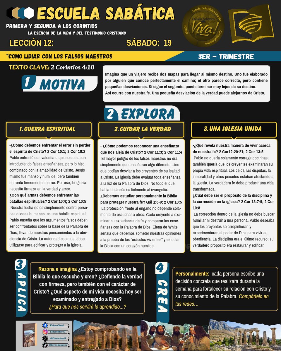 EldenObed7's tweet photo. #LESadv | Lección 12📖

OBJETIVO: Conocer la verdad y no extraviaron en falsas doctrinas

DESCARGUE AQUÍ EL EN FORMATO JPG

📲https://t.co/9L62nSBx4b

Únete a mi canal de WhatsApp:

📲https://t.co/OdIfEEyHwg…

Comparte con tu iglesia y en tus grupos. https://t.co/553qWo1eUR