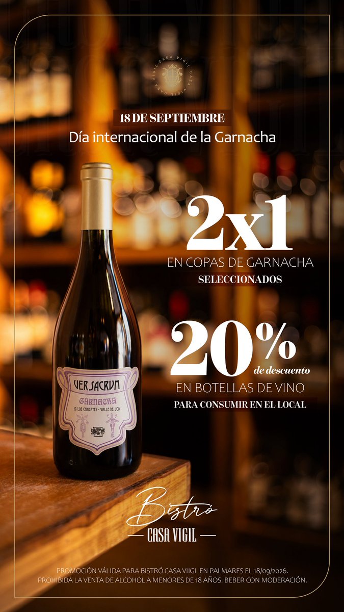 UniversoVigil's tweet photo. Hoy celebramos el Día Internacional de la Garnacha 🍷

Encontrá todas las promociones en las redes de cada uno de nuestros restaurantes.

¡Hoy brindamos con Garnacha! https://t.co/u9RHPS9QYu