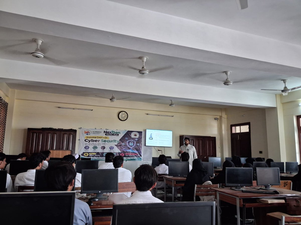 DYOKarak's tweet photo. **Day 5 | Cyber Security Training 🔐💻**

District Youth Office Karak, with NexGen Skills Hub, continues the CS Initiative under KP Youth Policy 2026, equipping youth with practical cybersecurity, digital safety and threat detection skills.

#CSInitiative #CyberSecurity https://t.co/PazNLEhoXt