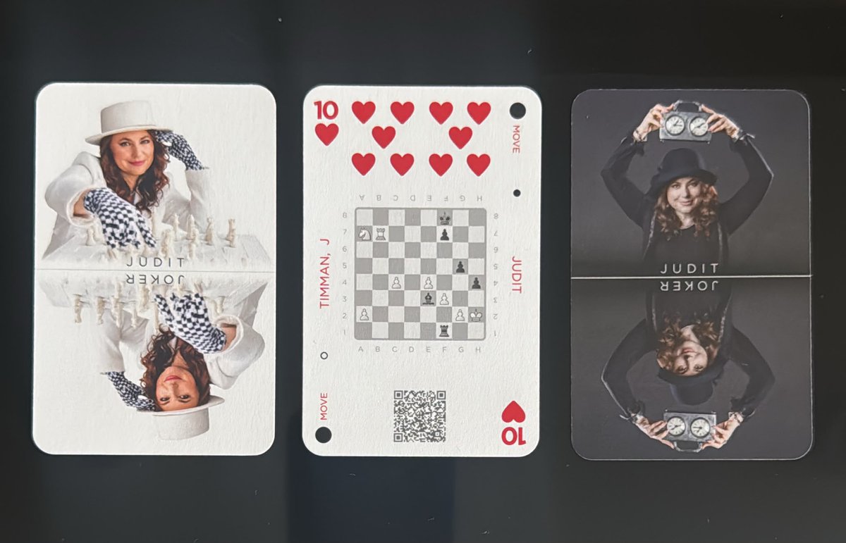 GMJuditPolgar's tweet photo. My poker deck has chess positions on the cards. 😊 One of my favorites is the Th (Ten of Hearts) with the unforgettable #JanTimman. Well, someone had to take the role of the Joker as well! 😂
#ChessConnectsUs #creativity #chessgames https://t.co/qghMIntNdH