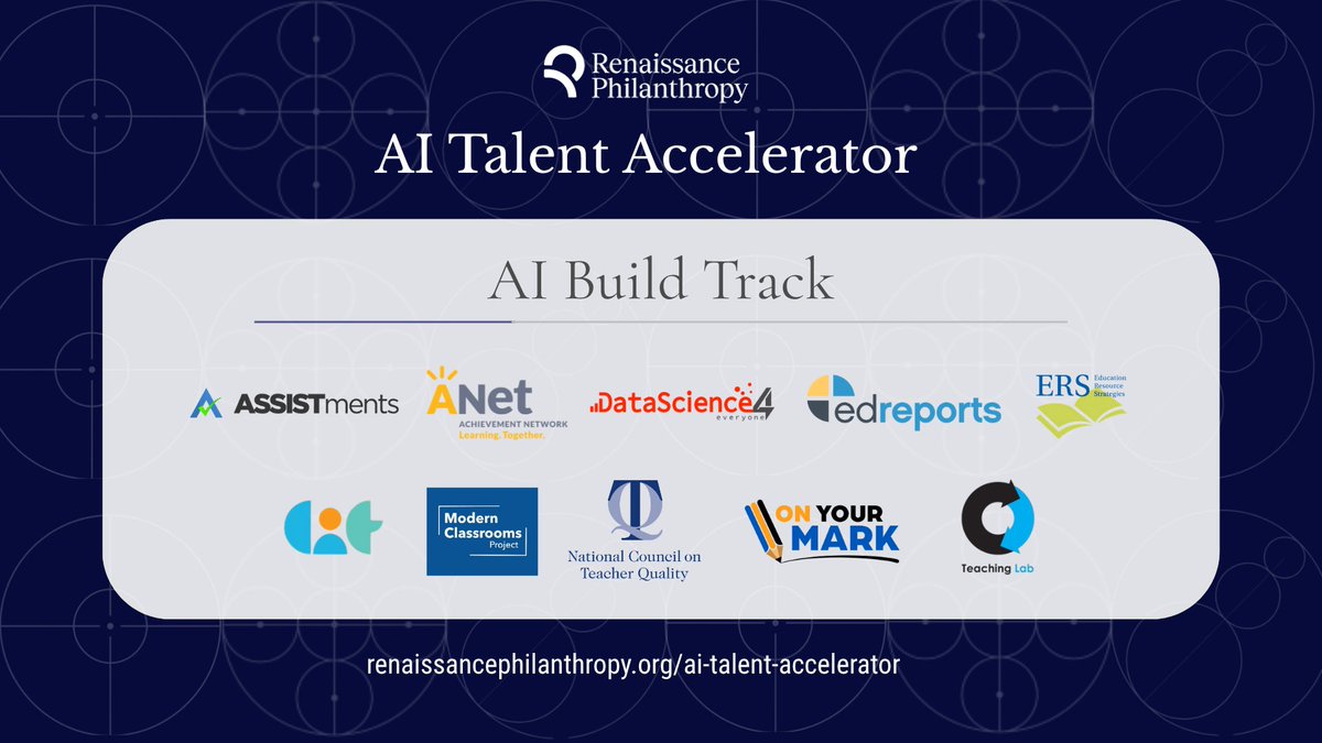 RenPhilanthropy's tweet photo. Meet the first cohort of the AI Talent Accelerator, an ambitious pilot providing custom technical partnership to help mission-driven organizations better harness AI.

More here: https://t.co/LNOTljaEuk https://t.co/w4vF2KkYSK