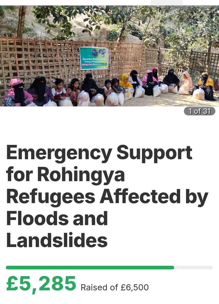 Rhi1012946Rhi's tweet photo. A gentle reminder!

Unfortunately, donations have slowed down. Hurry—only 10 days are left until the campaign ends.

Your support is a lifeline for vulnerable Rohingya refugee families. 

Please donate or retweet to help us reach our goal.

https://t.co/qq5BftPVBX… https://t.co/RpJoU5GSio