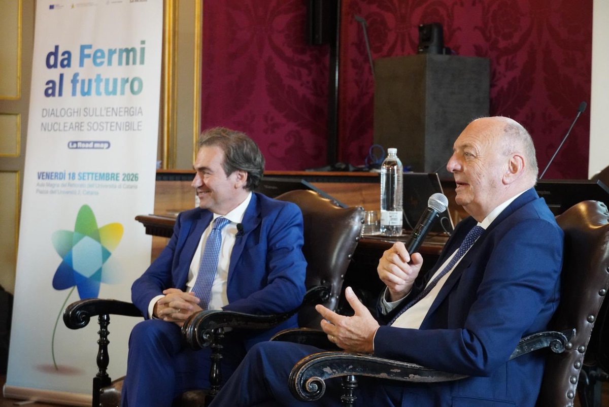 MASE_IT's tweet photo. "Da Fermi al Futuro" fa tappa a #Catania per il suo quarto appuntamento.

Il ciclo di Dialoghi realizzato dal MASE insieme a @unioncamere per mettere a confronto istituzioni, imprese sulle prospettive del #NuovoNucleareSostenibile.

Informati qui: https://t.co/t9un6BbADj https://t.co/vo6hVoXY2c