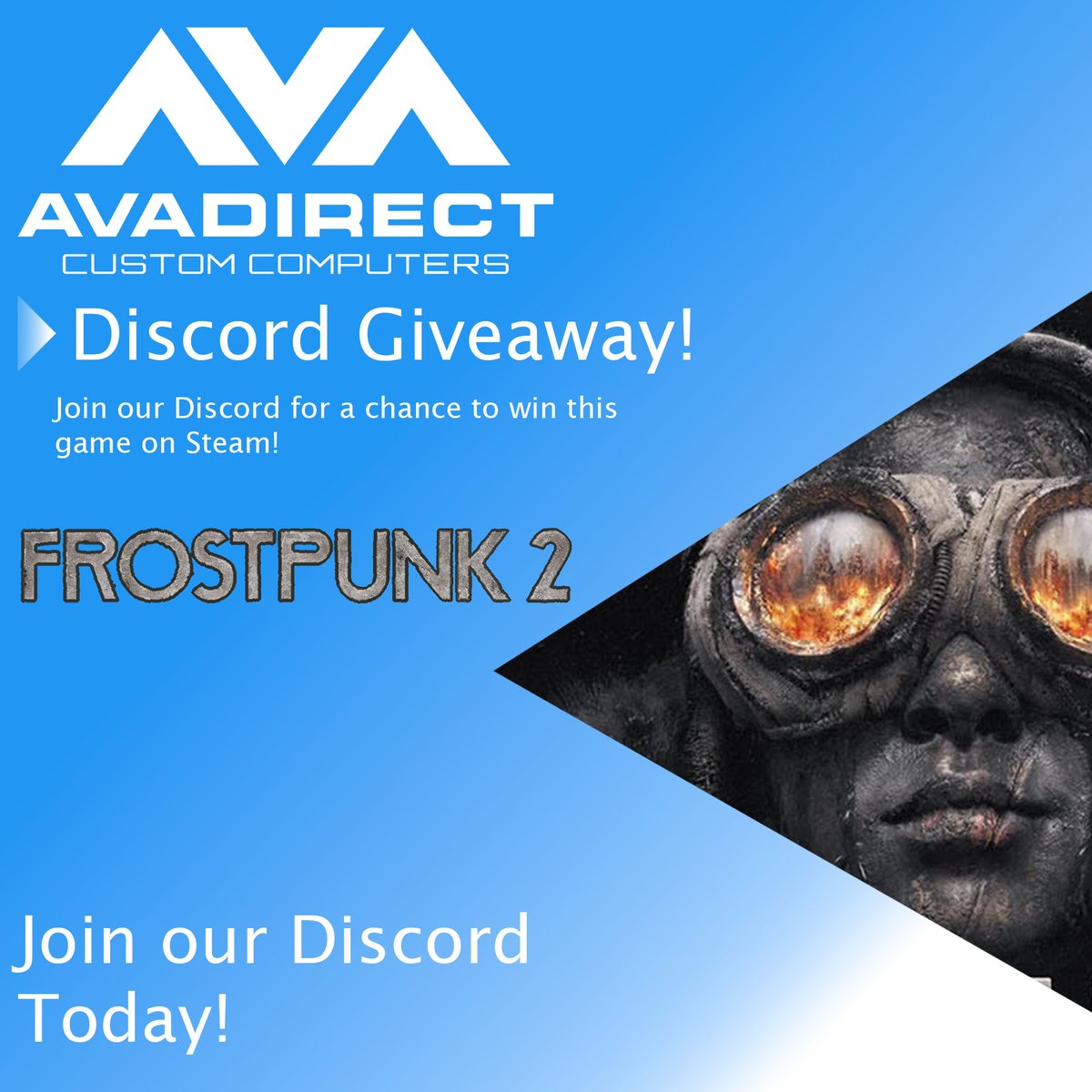 AVADirect's tweet photo. Join our discord giveaway for a chance to win FrostPunk 2 for steam!

#CustomPC #PCBuilder #FrostPunk2 #Giveaway #DiscordGiveaway https://t.co/HYWZXip4C9