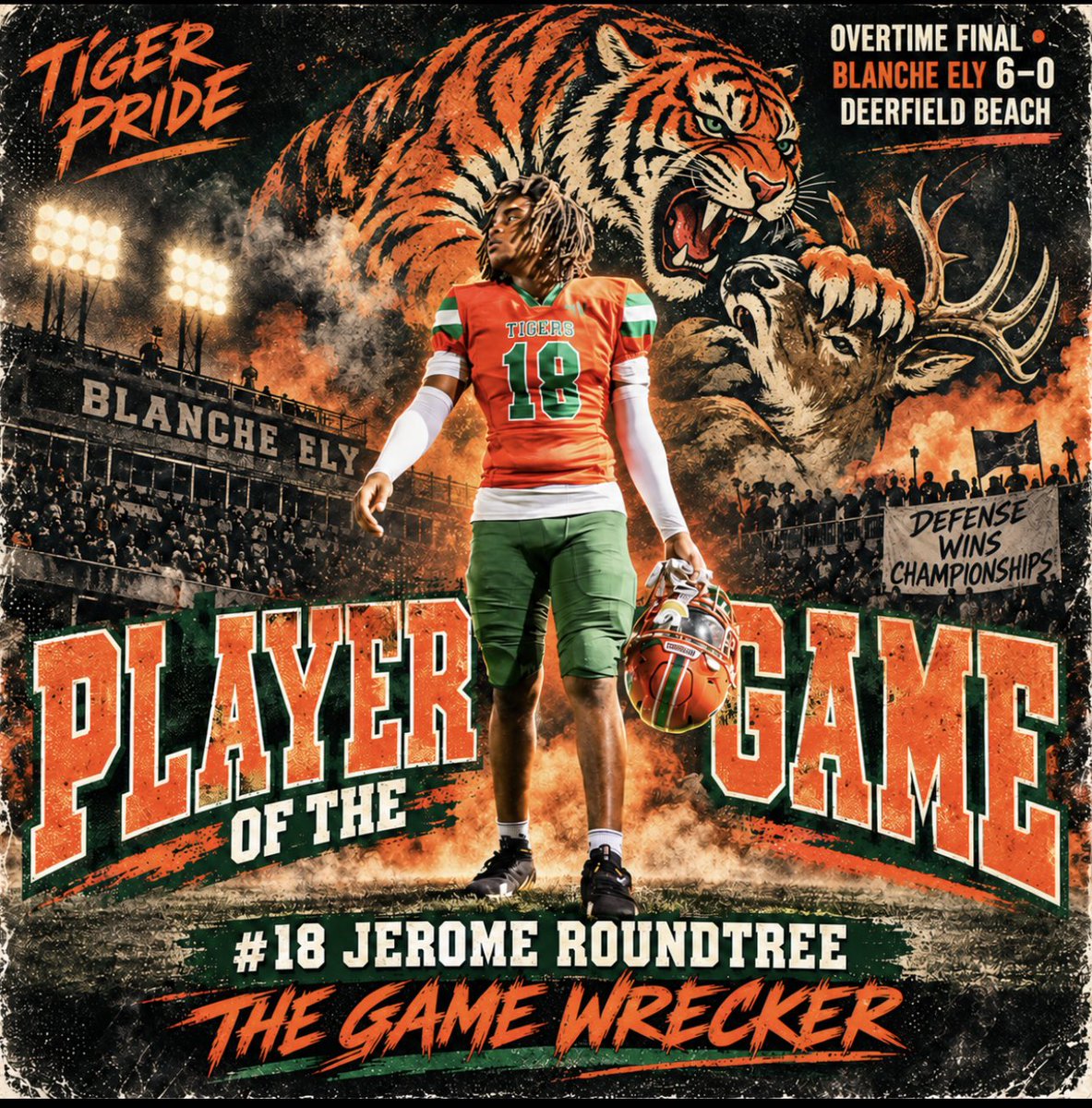 CoachT1920's tweet photo. Congratulations to Travis Jackson &amp; Jerome Roundtree one being named this weeks players of the game. Go tigers! https://t.co/iF603dO0dW