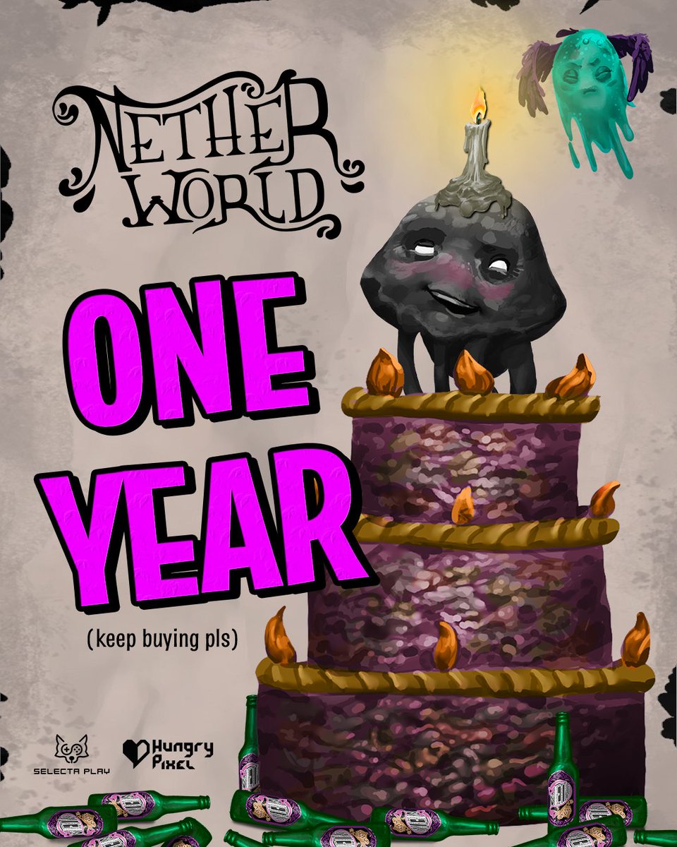 NetherWorldGame's tweet photo. One year ago, the weirdest sh*t we could imagine was released on Steam &amp; Switch.

Happy Netherbirthday y’all!! 🪼🍻🎉 https://t.co/HgzrTjSfXK