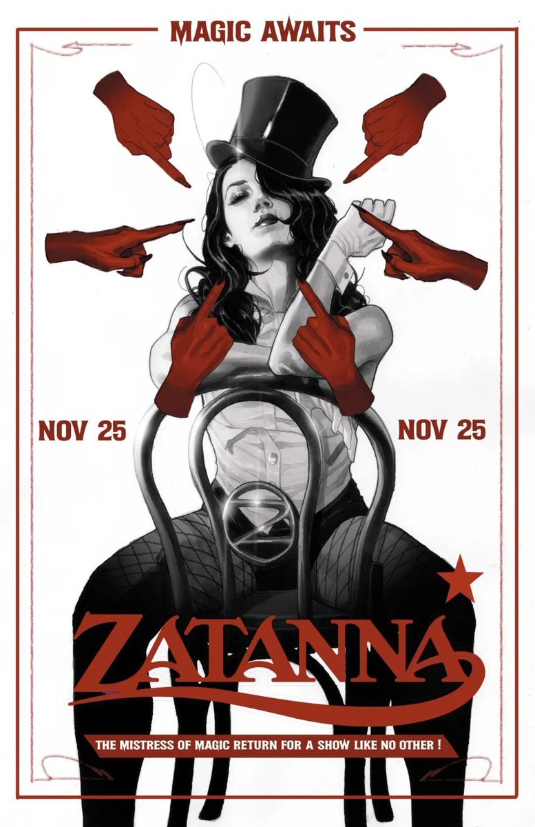 ChutneyXCVII's tweet photo. Love Zatanna covers that are essentially also advertising posters for her magic show https://t.co/YqpE28QQos