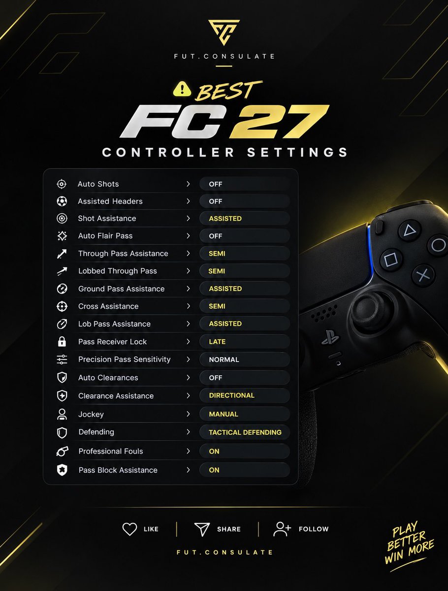 eafc_shop_'s tweet photo. 🚨 Best FC 27 Controller Settings 🙌🏻 #EAFC27 https://t.co/2rMWg9Byv0