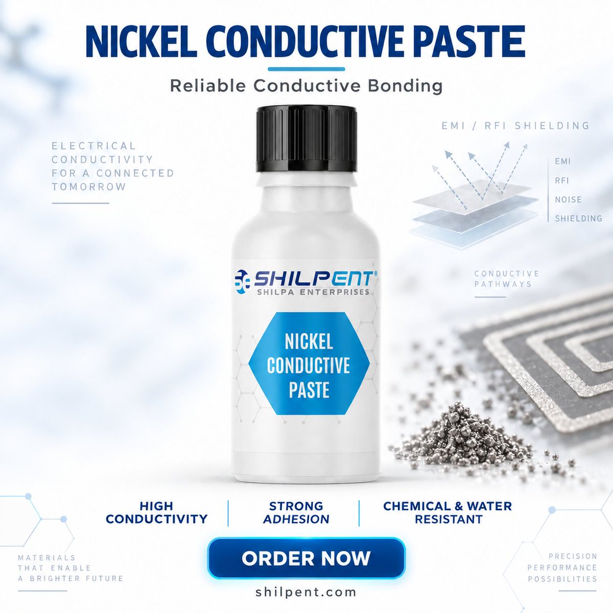 Shilpent_'s tweet photo. Engineered for consistent performance across research and industrial applications.
Order now at https://t.co/pMT2VOu6HE
#NickelConductivePaste #ConductivePaste #NickelPaste #ConductiveAdhesive #PrintedElectronics #ElectronicMaterials #EMIShielding #RFIShielding https://t.co/Cr2jHKWHGQ