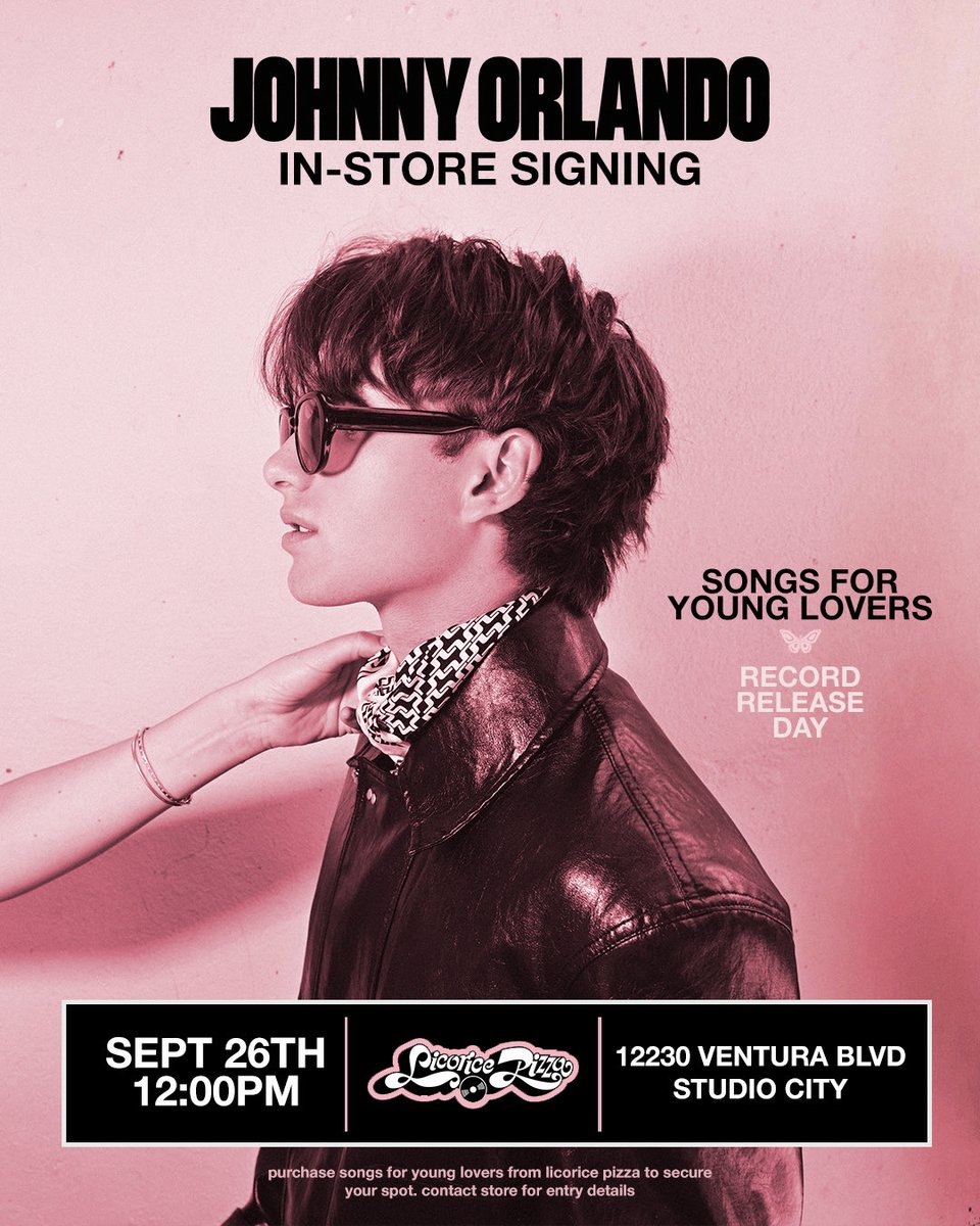 johnnyorlando's tweet photo. LA! Come celebrate the album hitting record stores with me next Saturday at @LicoricePizzaLP 💘💘

Sign up &amp; info: https://t.co/PiutsNorKx https://t.co/8wJym43GFH