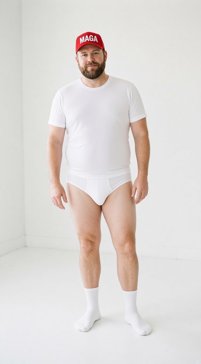 magaeuclid's tweet photo. Nothing makes you feel more MAGA than changing what you wear underneath your clothes. 

Plain undershirt, plain white briefs, plain socks. You do not need to be unique. You need to be conservative. https://t.co/Y15AovRO1S