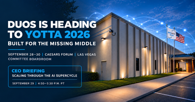 duostech's tweet photo. As demand for AI accelerates, a critical gap is emerging between traditional enterprise environments and massive hyperscale campuses. Duos is focused on this “missing middle.”
Meet the Duos team at #Yotta2026 to learn more. Request a meeting: https://t.co/k1qeOdsnHt
#DUOT $DUOT https://t.co/2mqW9GMv4B