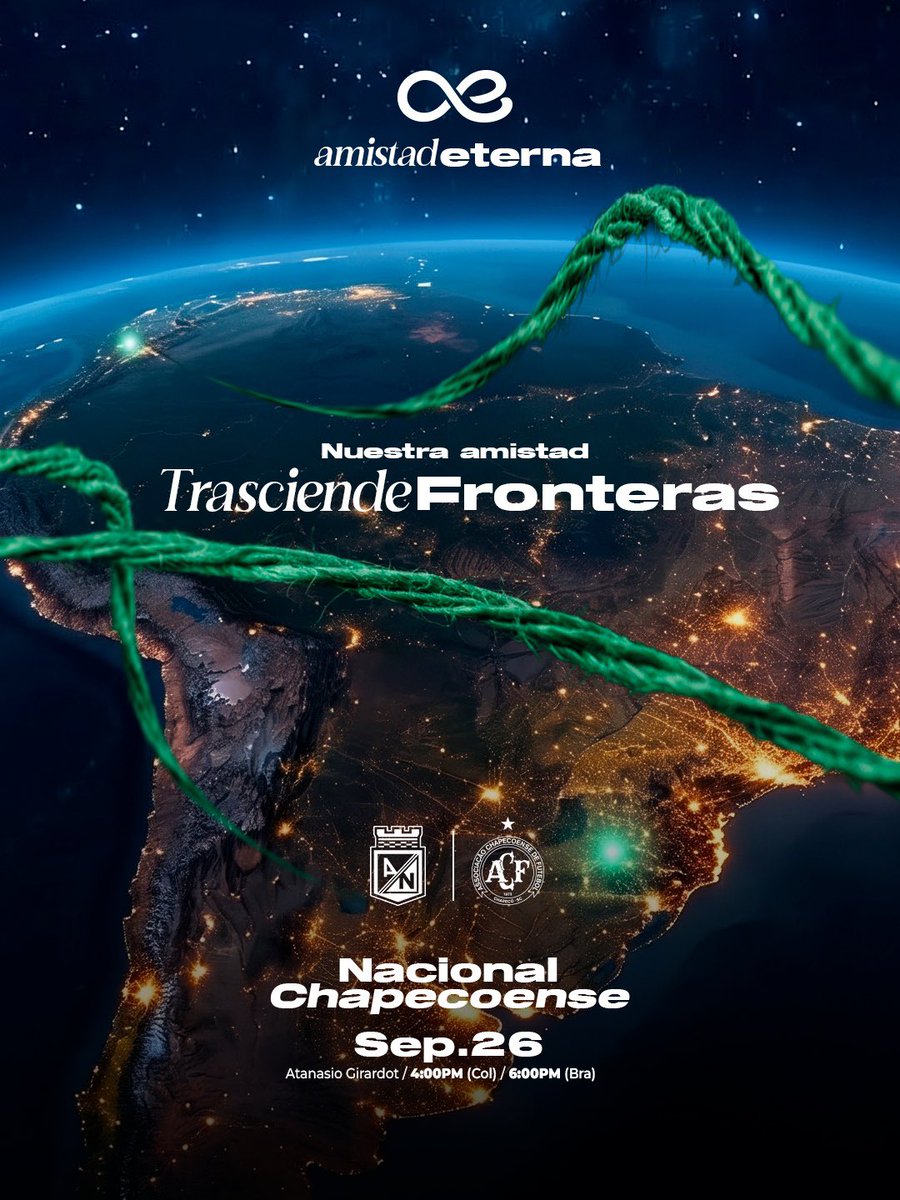 nacionaloficial's tweet photo. ¡𝗨𝗻𝗮 𝗮𝗺𝗶𝘀𝘁𝗮𝗱 𝗲𝘁𝗲𝗿𝗻𝗮 𝗾𝘂𝗲 𝘁𝗿𝗮𝘀𝗰𝗶𝗲𝗻𝗱𝗲 𝗳𝗿𝗼𝗻𝘁𝗲𝗿𝗮𝘀! 💚

𝗘𝗹 𝟮𝟲 𝗱𝗲 𝘀𝗲𝗽𝘁𝗶𝗲𝗺𝗯𝗿𝗲 𝗻𝗼𝘀 𝘃𝗲𝗺𝗼𝘀 𝗲𝗻 𝗲𝗹 𝗔𝘁𝗮𝗻𝗮𝘀𝗶𝗼 𝗚𝗶𝗿𝗮𝗿𝗱𝗼𝘁 𝗱𝗲 𝗠𝗲𝗱𝗲𝗹𝗹𝗶́𝗻, 𝘁𝗲 𝗲𝘀𝗽𝗲𝗿𝗮𝗺𝗼𝘀 ♾️ 

Asegura tu entrada: https://t.co/JxDESjmTD1