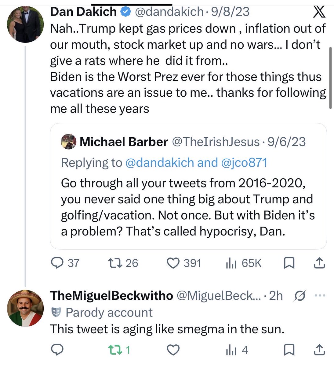 MiguelBeckwitho's tweet photo. @dandakich Dicklet Danny giving more bad takes. What a pedo supporting loser. 😂 https://t.co/2DtVK18pRG