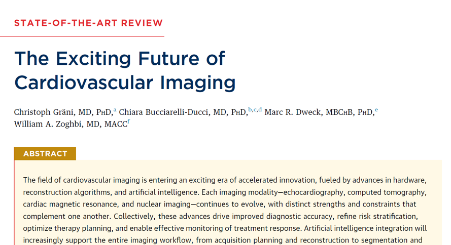 WilliamZoghbi's tweet photo. Hot of the press! Our Vision on the exciting future of cardiovascular imaging. A pleasure to work with my European colleagues @chiarabd @MarkDweck @chrisgraeni 
 https://t.co/hqUBAU684m https://t.co/P6vgGpYZ3q