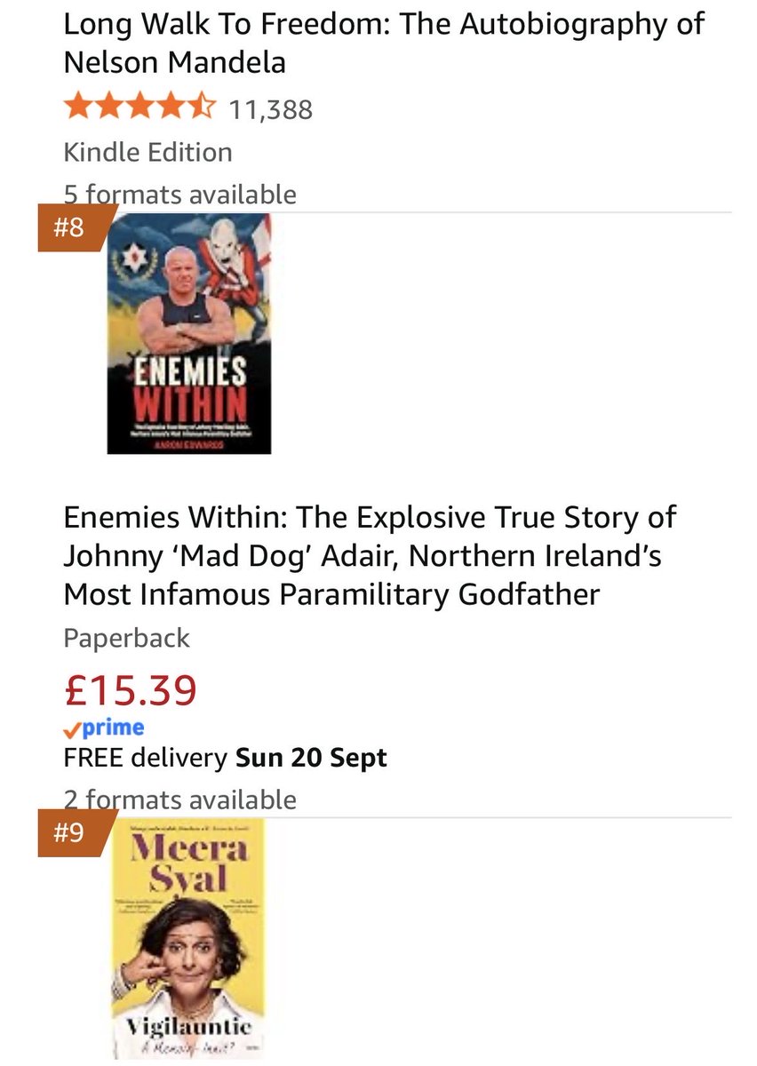 DrAaronEdwards's tweet photo. Only Nelson Mandela is ahead of Johnny Adair in the @AmazonUK charts - how can this be? #EnemiesWithin #UDABook https://t.co/F8ajoFH3ja