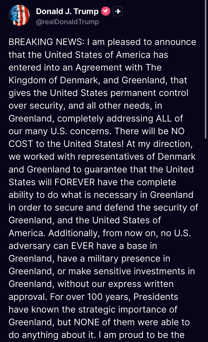 WW3_Monitor's tweet photo. MAJOR DEVELOPMENT 

PRESIDENT TRUMP HAS JUST ANNOUNCED A MAJOR AGREEMENT BETWEEN THE U.S.-DENMARK-GREENLAND

🇺🇸🇩🇰🇬🇱‼️‼️‼️‼️‼️‼️‼️‼️‼️‼️‼️‼️ https://t.co/JDG2JPOToY