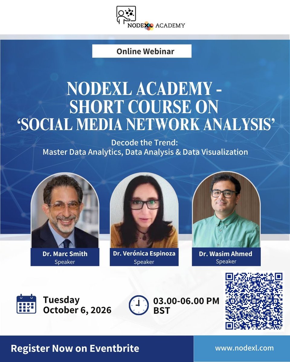 nodexl's tweet photo. Want to understand the networks behind social media?

Join the NodeXL Academy Social Media Network Analysis Short Course.

Learn to map relationships, communities &amp; influence.

Complete the course and get a free 1-month license.

Register: https://t.co/N8GtgwWj36

#NodeXL https://t.co/aMMC33zYkl