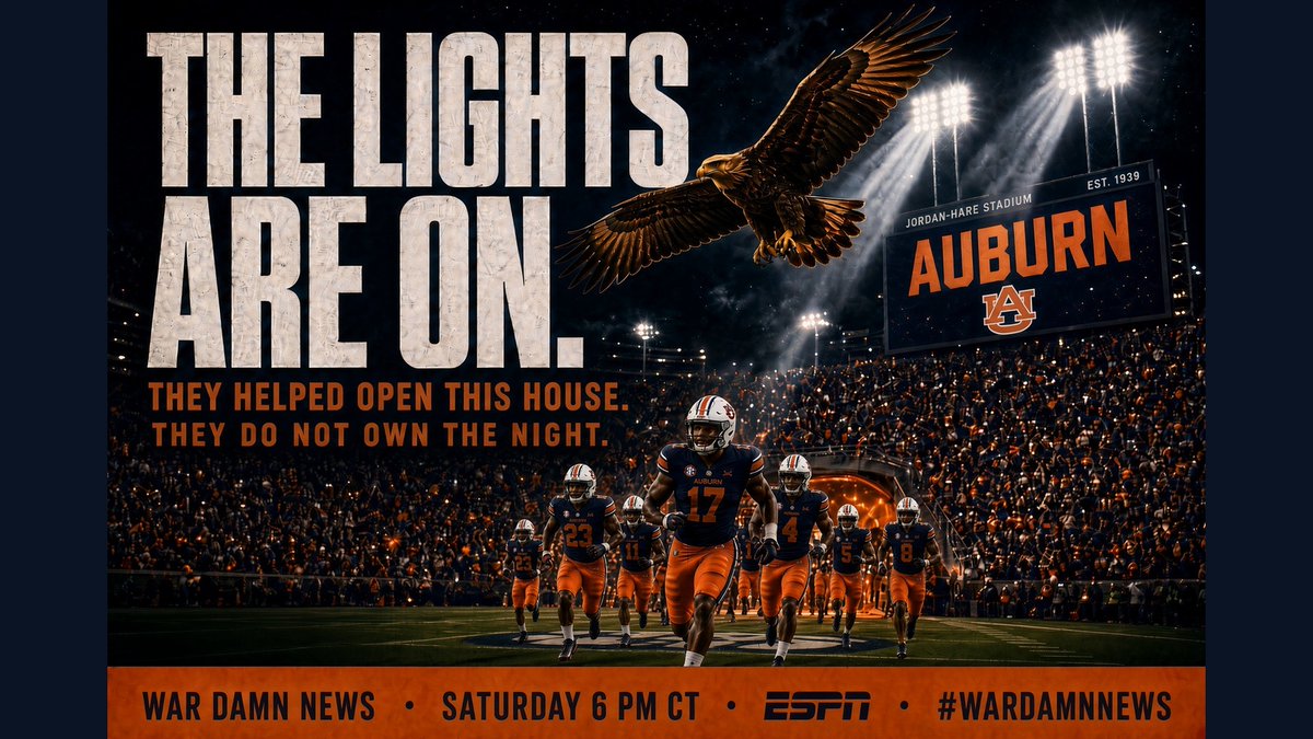 WarDamnNews's tweet photo. There are quiet Saturdays on the Plains, and then there are the ones that feel like the whole town is holding its breath. Tomorrow is the second kind.

Florida comes back to Jordan-Hare for the first time since 2011. Night. ESPN. 6 p.m. CT. First SEC snap of the Alex Golesh era at home. First time these two programs have shared a field in seven years.

And the building they are walking into is not a neutral building.

Florida helped open it. Thanksgiving Day, 1939. It was called Auburn Stadium then. About 7,500 seats on a hillside. The Gators dressed in Opelika because the field house was not finished. Babe McGehee caught a pass from Dick McGowen for the first touchdown this grass ever saw. 7-7.

They were here for the birth of the place.

They have not won on this grass since Oct. 16, 1999.

That is not a vibe. That is the record. One night win in this stadium. Kickoff was 8:11. Tomorrow is night game No. 6 for them here, and it falls 45 years to the day after Jordan-Hare played its first game under the lights.

The years in between are why people talk about this house the way they do.
In 2001 an unranked Auburn team beat No. 1 Florida 23-20 on a Damon Duval field goal with 10 seconds left. In 2006 No. 11 Auburn beat No. 2 Florida 27-17 with Tim Tebow on the other sideline. Tebow never beat Auburn. In 2011, the last time the Gators played here, it was night again. Auburn 17-6. Florida 194 yards.

Nick Saban later said the quiet part on national television. He called Jordan-Hare haunted. He called a night game here the haunted house.

Florida’s coach is 0-4 against Auburn and 0-2 in this stadium. Their quarterback has never started on the road. They are on a six-game road losing streak. The books still made them a 2.5-point favorite.

Golesh already has a win over these people. Last September. Their house. USF 18-16. Walk-off field goal. Same quarterback tomorrow night: Byrum Brown.

Jon Sumrall said they were friends this week.
Golesh: “Not this week we’re not.”

Florida is 2-0 because they scheduled FAU and Campbell and scored 118 points. Auburn is 2-0 because they survived Baylor on the last snap in Atlanta and then sat through a lightning delay and dropped 43-8 on Southern Miss in front of 88,043.

Same record. Only one of those 2-0s has been in a fight.

Tomorrow the lights come on again. Twenty-two straight sellouts. One of the largest on-campus stadiums in the country becomes one of the largest cities in Alabama for three hours.
They helped open this house.
They do not own the night.
War Eagle.
#AUBvsFLA #WarDamnNews #WarEagle #AuburnFootball