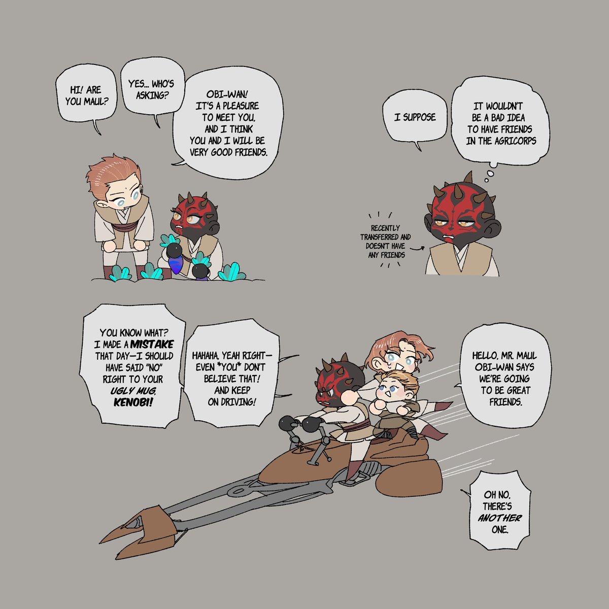 dianorayasiri's tweet photo. hotbed au - pt2
They "met" at AgriCorps and have been partners in crime ever since and he hasn't managed to find out what kind of blackmail Obi-Wan is holding over the Council to make them put up with them for so long.
#starwars #sw #darthmaul #obiwankenobi #anakinskaywalker https://t.co/5wUBtLr4Rw