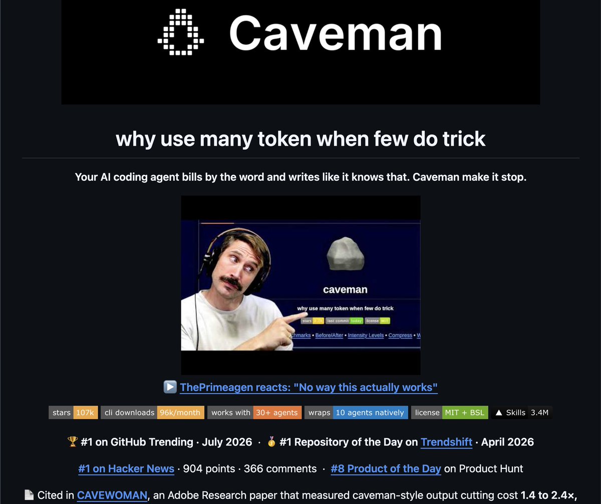 microDesignn's tweet photo. For everyone who is hitting Claude limits 

Just use the CaveMan skill it saves soooooo many tokens!

It is open-source you can get it for FREE!

Link in the first comment 👇 https://t.co/S1squkcXgD