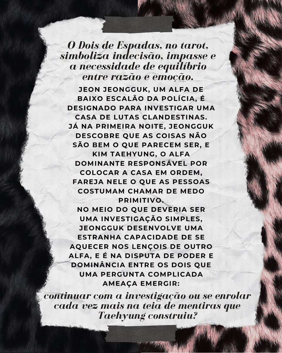 twonemos's tweet photo. #ABOTKFest | #PanterinhaTK

capítulo 05 de dois de espadas postado🐆

⚔️ alfa x alfa
⚔️ taehyung alfa hiper dominante | jk alfa comum
⚔️ enemies to lovers
⚔️ investigação policial | casa de lutas clandestinas

wattpad 🔗:  https://t.co/SL0SaktL9T

ao3 🔗: https://t.co/Na9arODwIf https://t.co/pqfoozvHLr