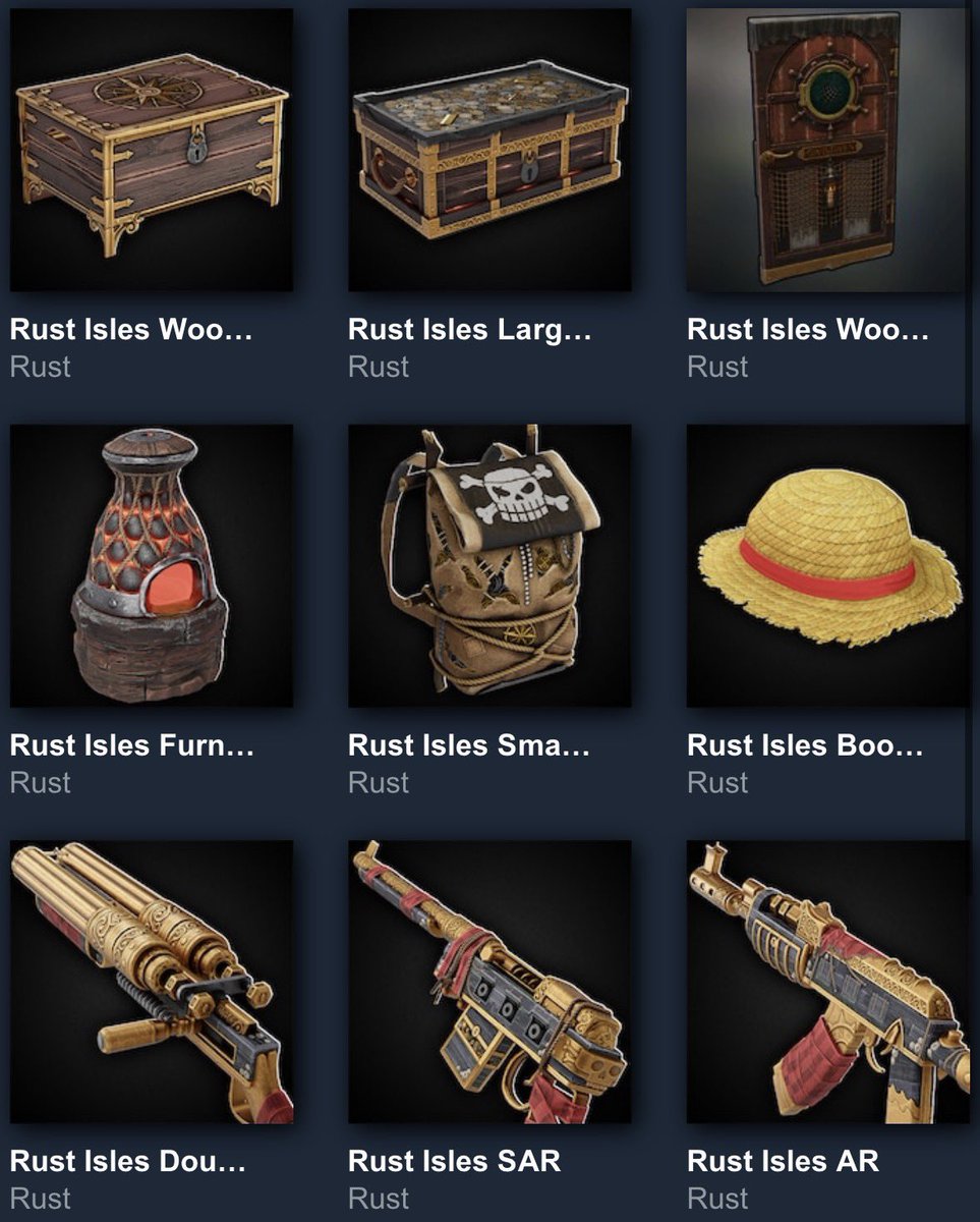 YuwiGoat's tweet photo. Me and my partner @Graphyyy_ had the pleasure of making the skins for Rust Isles! (Also the rocket launcher!!)

We’re extremely proud and we really hope you like these!!! be sure to get them all <33 https://t.co/o2PYymWYXE