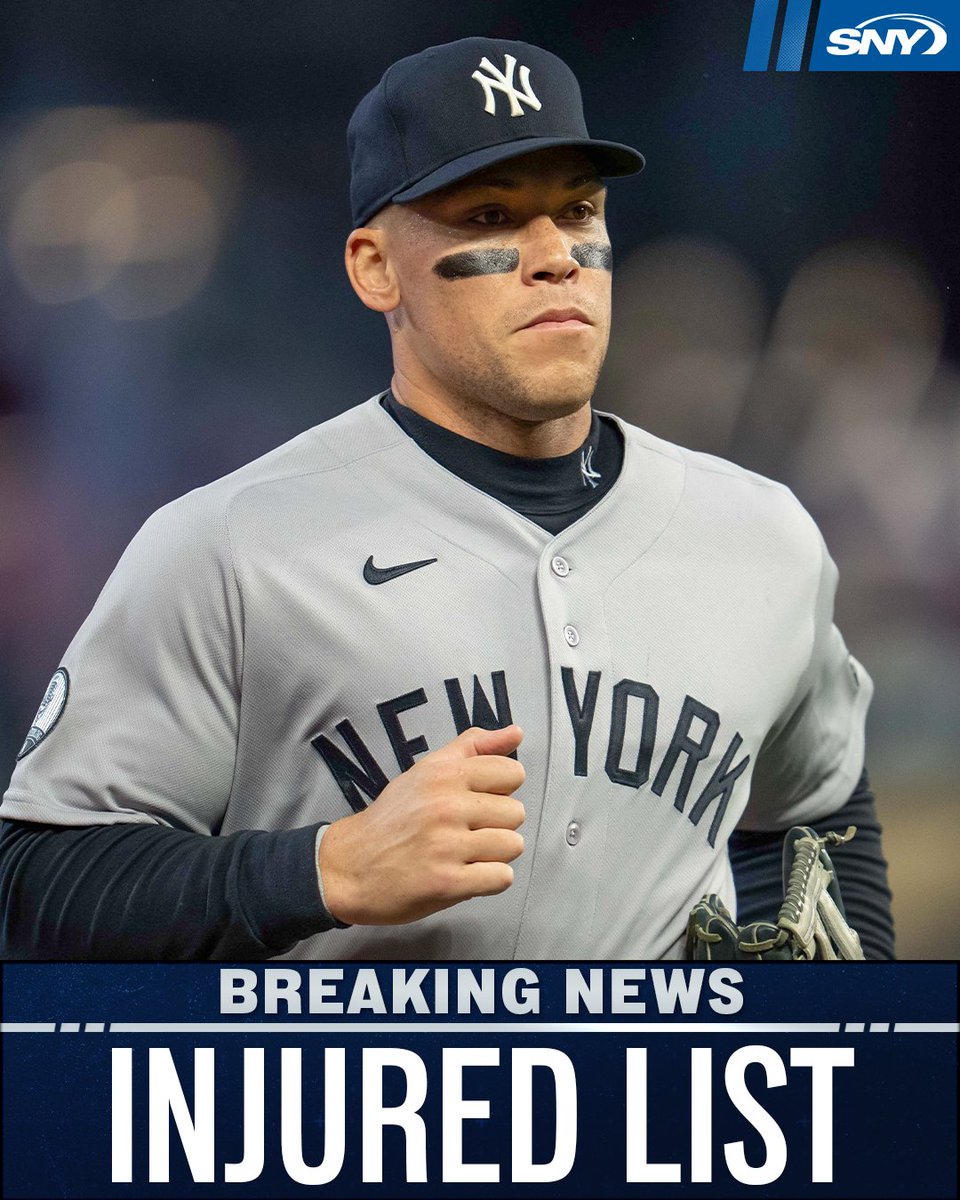 snyyankees's tweet photo. The Yankees will be placing Aaron Judge on the 10-day IL tomorrow with a right calf strain https://t.co/bYBWQx3HdH