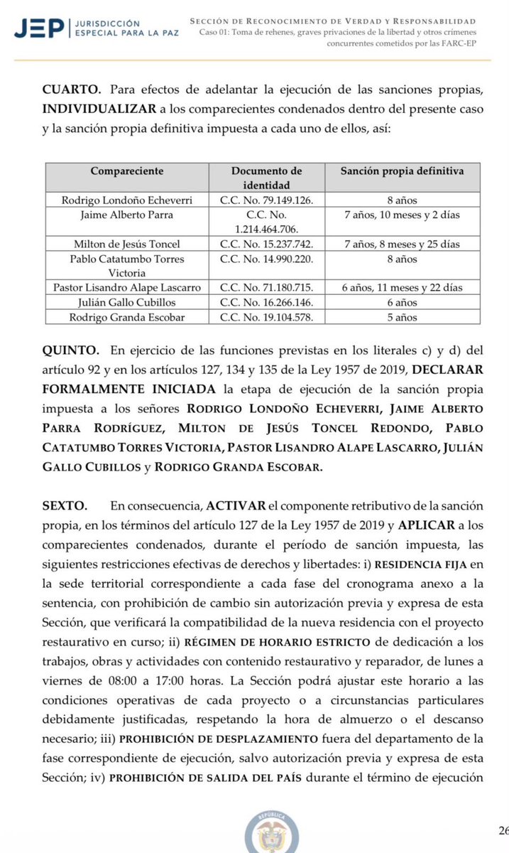 MaclaPosada's tweet photo. Esta es la maravilla de gestión de la JEP después de 7 años y $3.8 billones gastados. 

El secretariado de las FARC no pagará un día de cárcel y como sanción no podrán salir del país y deberán hacer trabajos restaurativos de lunes a viernes. 

Esto es un monumeto a la impunidad. Y aún así tienen el descaro de pelear por una escueta reducción de $100.000 millones, cuando el recorte de verdad debería ser superior al 50%.