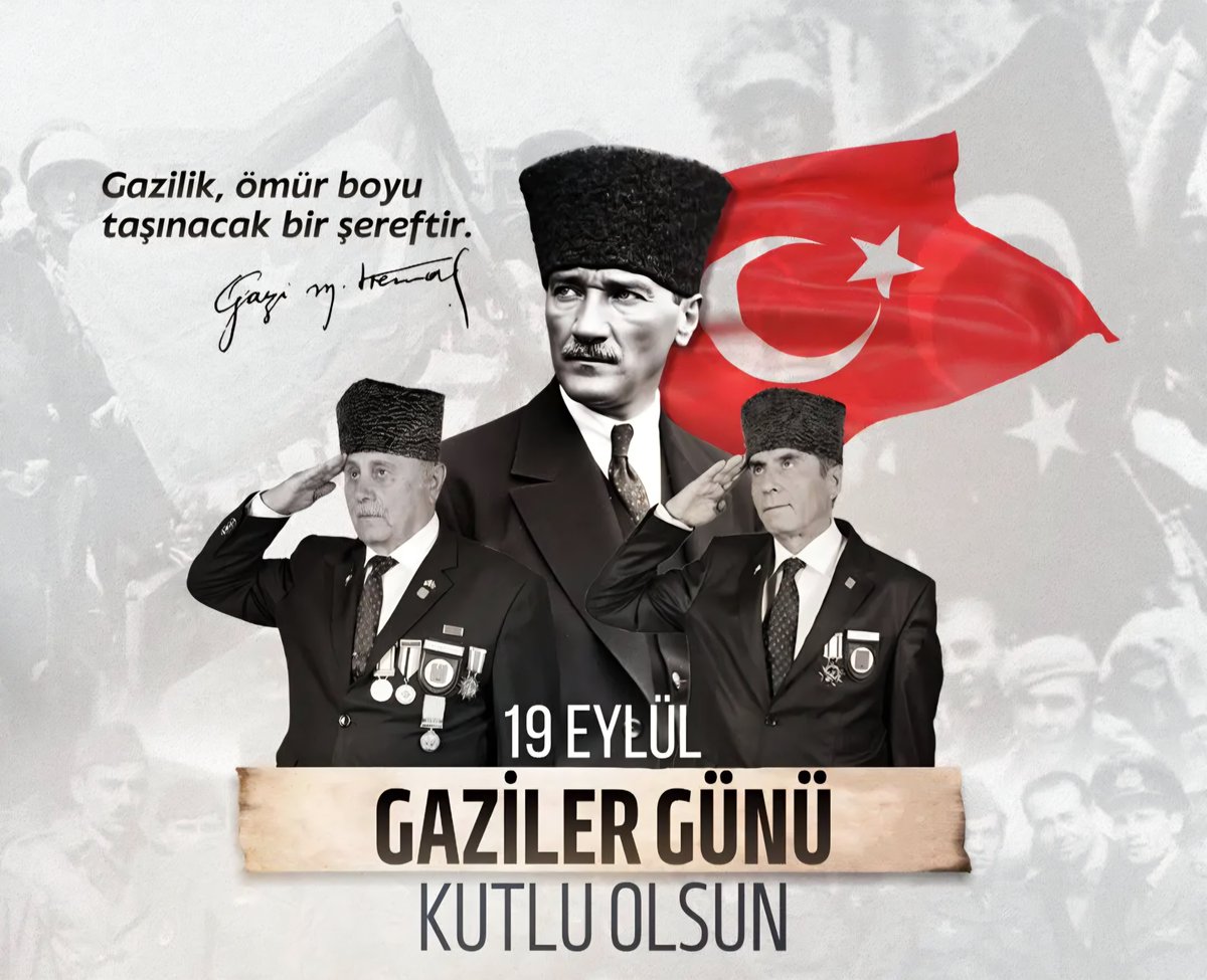 SerefPasaoglu's tweet photo. 🇹🇷Vatanımızın bağımsızlığı ve milletimizin huzuru için fedakarlıkla mücadele eden tüm kahraman Gazilerimizin 19 Eylül Gaziler Günü kutlu olsun. Başta Gazi Mustafa Kemal Atatürk olmak üzere ebediyete intikal eden Gazilerimizi ve Şehitlerimizi saygı, minnet ve rahmetle anıyoruz. https://t.co/JHWYtWKe0U