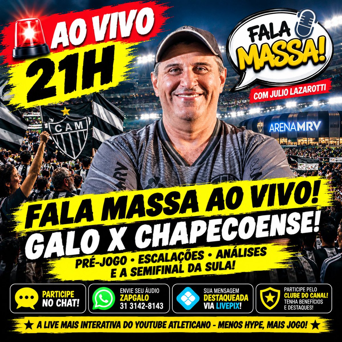 ArqdoGalo's tweet photo. 🔥 GALO X CHAPECOENSE! 

Quem deve jogar?
Como o Galo vai encarar esse jogo pelo Brasileirão?
Adversário na semifinal da Sul-Americana, datas e locais

🕘 21h
💻 https://t.co/AwjTcHB4mK

#GALO #ATLÉTICOMINEIRO #FALAMASSA #BRASILEIRÃO #SULAMERICANA https://t.co/axn0pTexYj