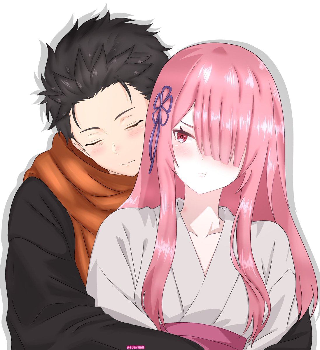 Yurohanaisvr's tweet photo. Wrath IF — Subaru and Ram sharing a sweet moment of love ~ 🩷
#ReZero #Subaru #Ram #WrathIF #リゼロ #Barusu https://t.co/pqHktZ0aCK