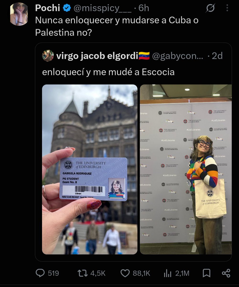 SidVina's tweet photo. Por que se mudaría a una zona de guerra o a un país con un bloqueo comercial que afecta directamente en su desarrollo? No es muy brillante tu planteo, Pochi. https://t.co/6UrMNv70rD