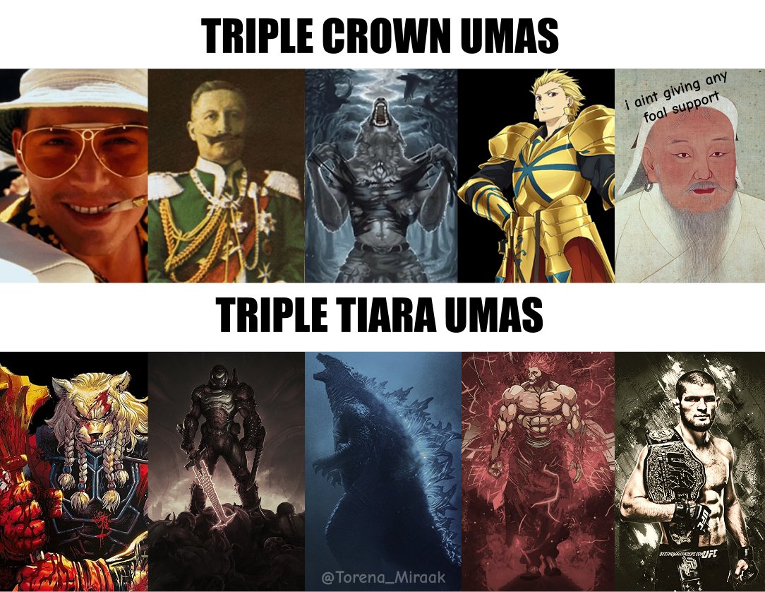 Torena_Miraak's tweet photo. TRIPLE CROWN UMAS 
vs 
TRIPLE TIARA UMAS 

#UmaMusumePrettyDerby #UmaMusume #ウマ娘プリティーダービー #ウマ娘 #umashare #umamusumeEN #umameme #umafanart #agnestachyon #manhattancafe #Cygames #uma #horsegirls #horseracing #jra #JR高槻駅 #horses #triplecrown #tripletiara #umapost https://t.co/A7Qx3k6gRp