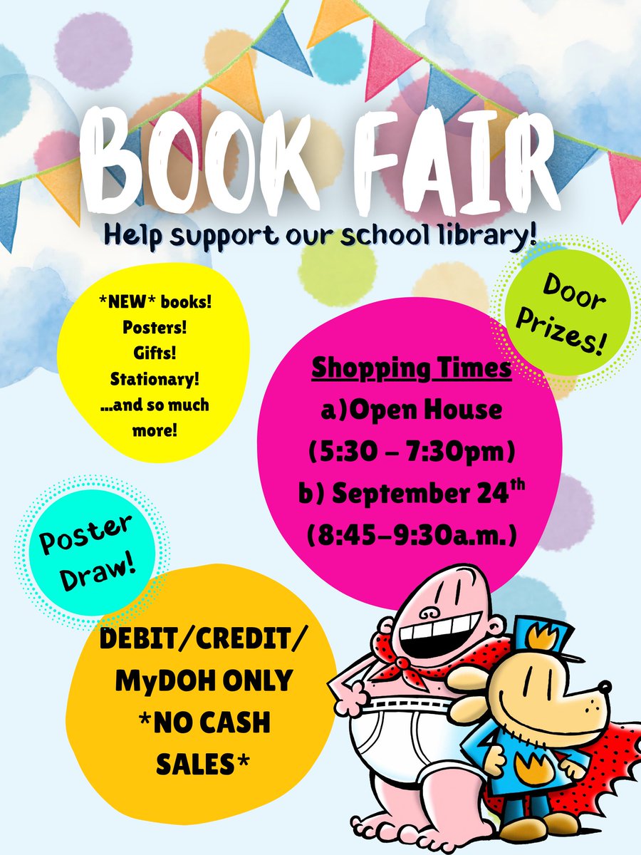 TMoreLibrary's tweet photo. We are back in action with our first book fair of the year!! 📚
Visit us during the Open House and grab the latest releases while supporting our school library. See you there!!
@stthomasmore19 https://t.co/y9ZA9CIVY1