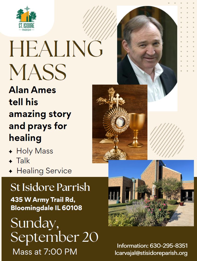 AmesMinistry's tweet photo. Free to Attend - Bloomingdale IL Healing Service with Alan Ames from Australia - Gift of Healing - Sept 20th - no charge, bring friends and family, just show up! https://t.co/CzPtHaAdpK