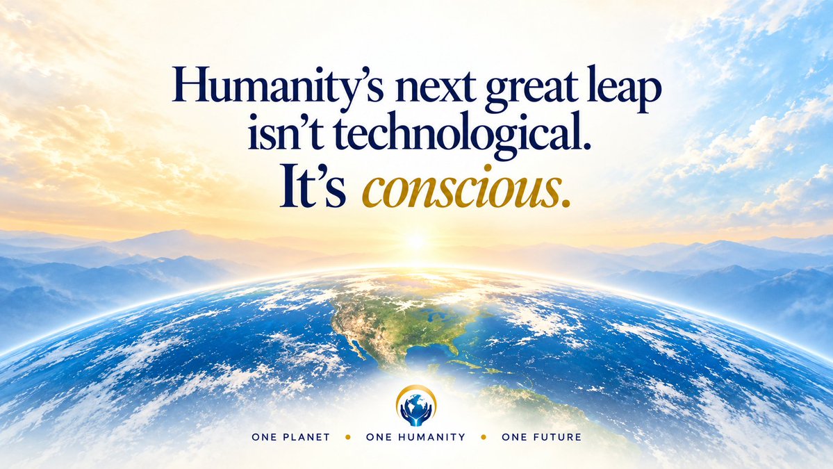 Humanitys_Team's tweet photo. Technology changes what we can do.
Consciousness changes who we become.
Perhaps humanity's next great leap isn't technological.
It's conscious.
🌍ONE PLANET • ONE HUMANITY • ONE FUTURE
#HumanitysTeam #ConsciousEvolution #Oneness https://t.co/dPYAvOELac