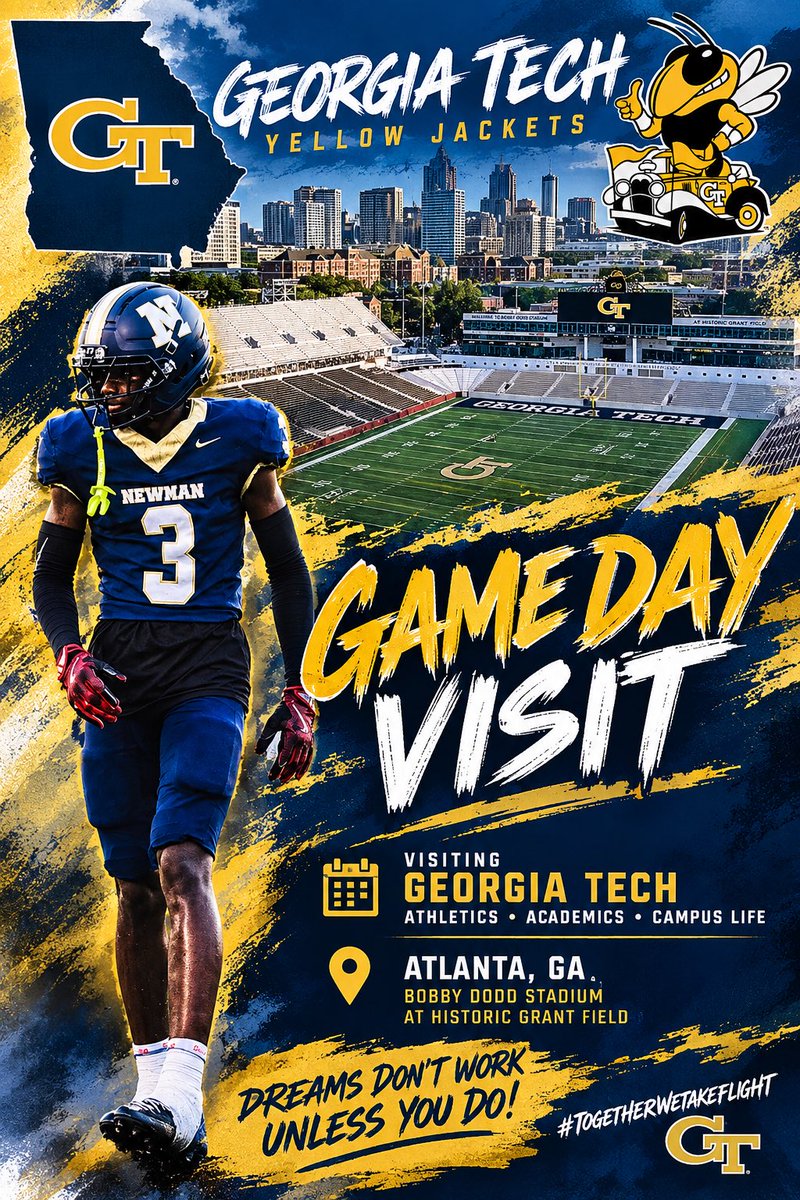 cameron_Javian4's tweet photo. Looking forward to my game day visit tomorrow @GeorgiaTechFB  @GTAthletics @CoachChipWalker @najehwilk @NewnanFBRecruit @Youngbullz22  @SamE520 @coach_semore @BrodyRhodesGT @CoachDemas @J_Boras @DbCoachJulian @CoachAnderson28 @CoachTreyWalker @baconnetworkllc https://t.co/GWc9JfEXzH