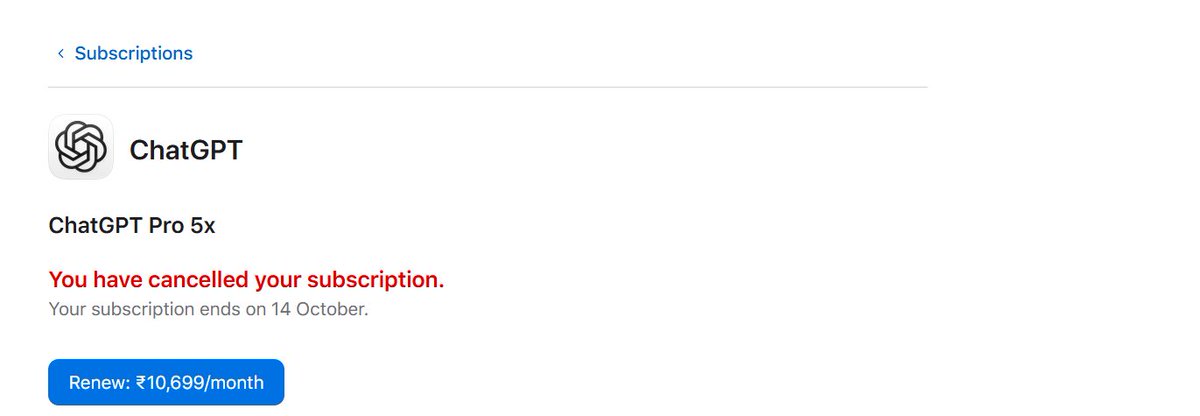 raymmmd's tweet photo. @thsottiaux @OpenAI I’m seeing people who were downgraded because of payment errors, or who were previously subscribed to 20X, getting the option to resubscribe again through the web/Codex.
Please do something for users who originally subscribed through Apple as well. We should have the same option to resubscribe.