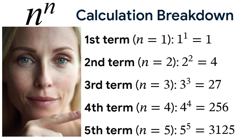 pickover's tweet photo. Math.

"3" is special for you in terms of nⁿ.  Why? You’ll fondly remember when you were n=3 years old. But you’ll have few memories of n =2, and you’ll be dead when you're at n=4.  Perhaps humans won't exist at n = 5? https://t.co/QFWzgHbKK4
