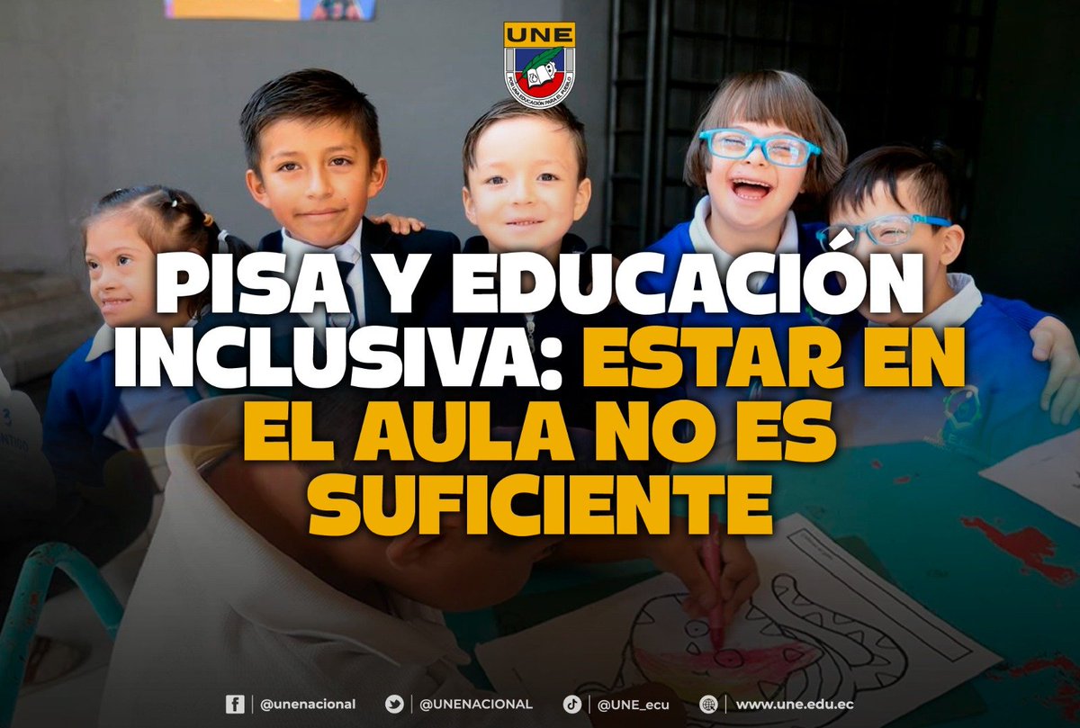 UNENACIONAL's tweet photo. #LECTURA | PISA y EDUCACIÓN INCLUSIVA: Estar en el aula no es suficiente. 

Por: Vladimir Andocilla

"Los resultados de PISA 2025 para Ecuador han generado preocupación. Apenas el 20 % de los estudiantes evaluados alcanzó al menos el nivel 2 en Matemática; el 38 % lo hizo en Lectura y el 40 % en Ciencias. Son cifras que obligan a discutir qué está ocurriendo con nuestro sistema educativo. Sin embargo, reducir el análisis a señalar que los estudiantes “aprenden menos” puede llevarnos a conclusiones equivocadas y, especialmente, a desconocer una realidad que quienes trabajamos por la educación inclusiva conocemos diariamente."

Puedes leer el artículo completo aquí ⬇️
https://t.co/L9MtFc67ao