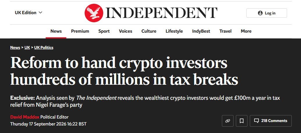 SueJonesSays's tweet photo. But we can afford massive tax breaks for Crypto investors ? Do you really think people will vote for that?  Reform, bought and paid for by billionaires while they plan to scrap workers' rights and fair wages. Not the party of the working class. https://t.co/zJLgvtOtdF