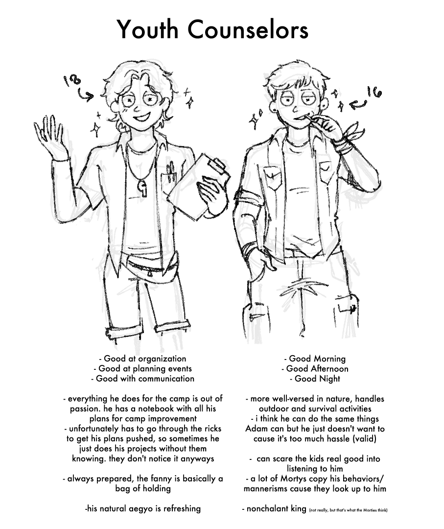 shhnevahere's tweet photo. here's my concept based on @Korokowakatr 's Big Bro Morty character. thought it was funny 

MC Morty (Adam) and Big Bro Morty as the camp youth counselors. for some reason i see them doing more work than the Rick counselors haha 

#MortySummerCamp #mortycest #rnm #D0L https://t.co/GHyAtB7rYM