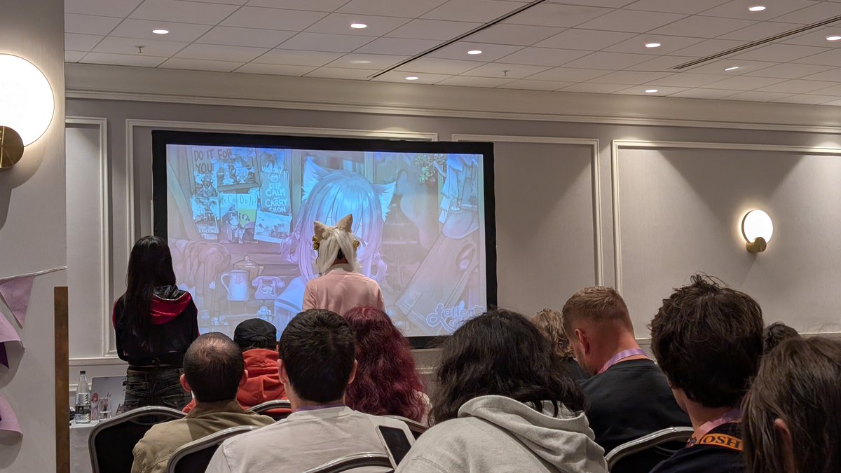 CuriousMofuMofu's tweet photo. Breaking news! The fastest for this side of Birmingham on this year's #shoncon filian spotted in front row. In other news the shoncon 2026 banner has been displaced due to a sharpy and two conspicuous individuals whispers place it in the staffs capable hands!
#shoncon2026 #shondophenics