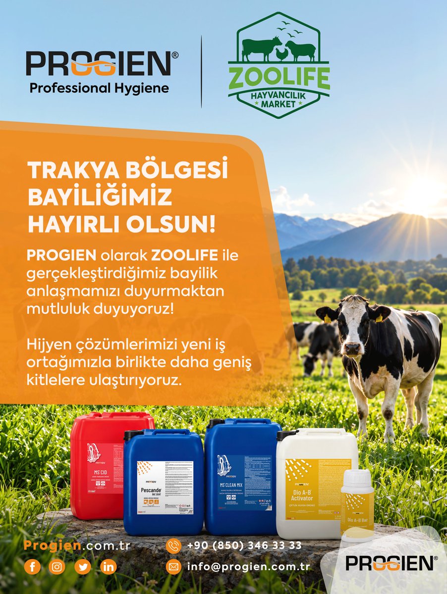 progientr's tweet photo. Trakya Bölgesinde Yeni Bir Güç Birliği! 🤝✨

Zoolife Hayvancılık Market ile gerçekleştirdiğimiz bayilik anlaşmasıyla, profesyonel hijyen çözümlerimizi artık bu bölgedeki üreticilerimizle daha yakından buluşturuyoruz. 🐄🛡️ https://t.co/7TGLe45z6G