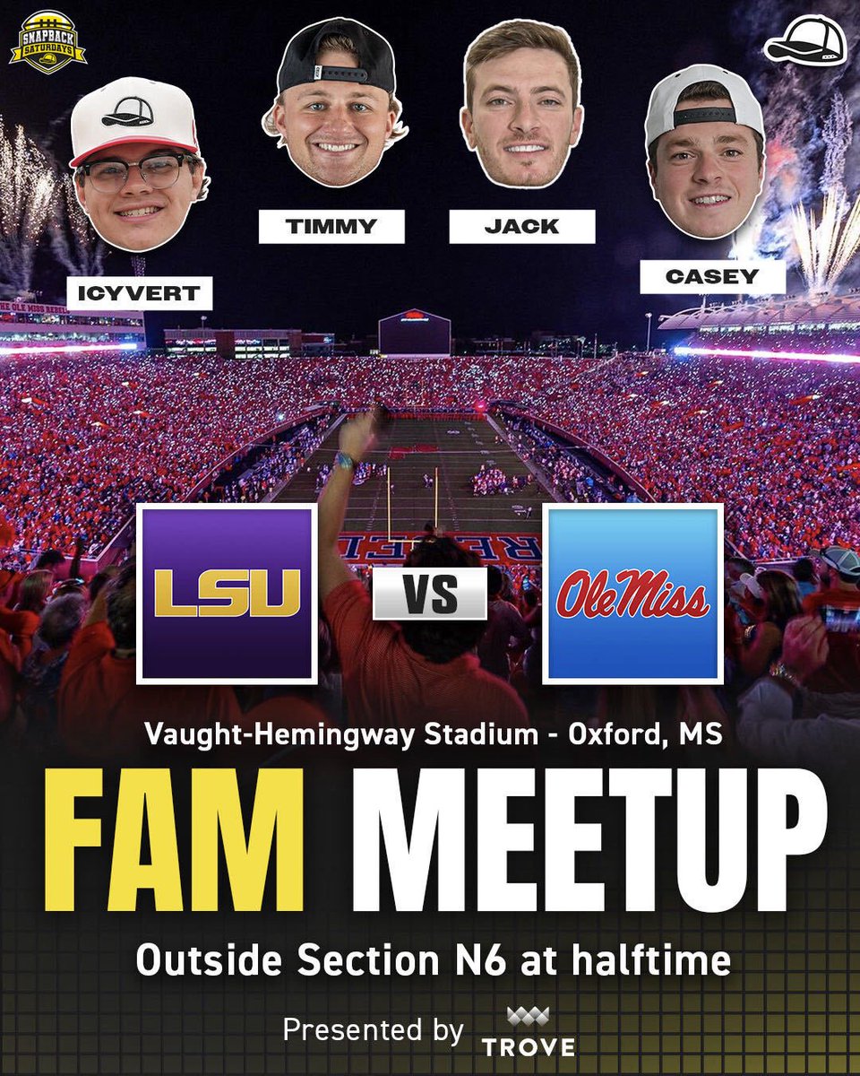 snapbacksports's tweet photo. Who are we seeing in Oxford, MS? 

FAM Meetup Details ⬇️ https://t.co/CecrLP2jov