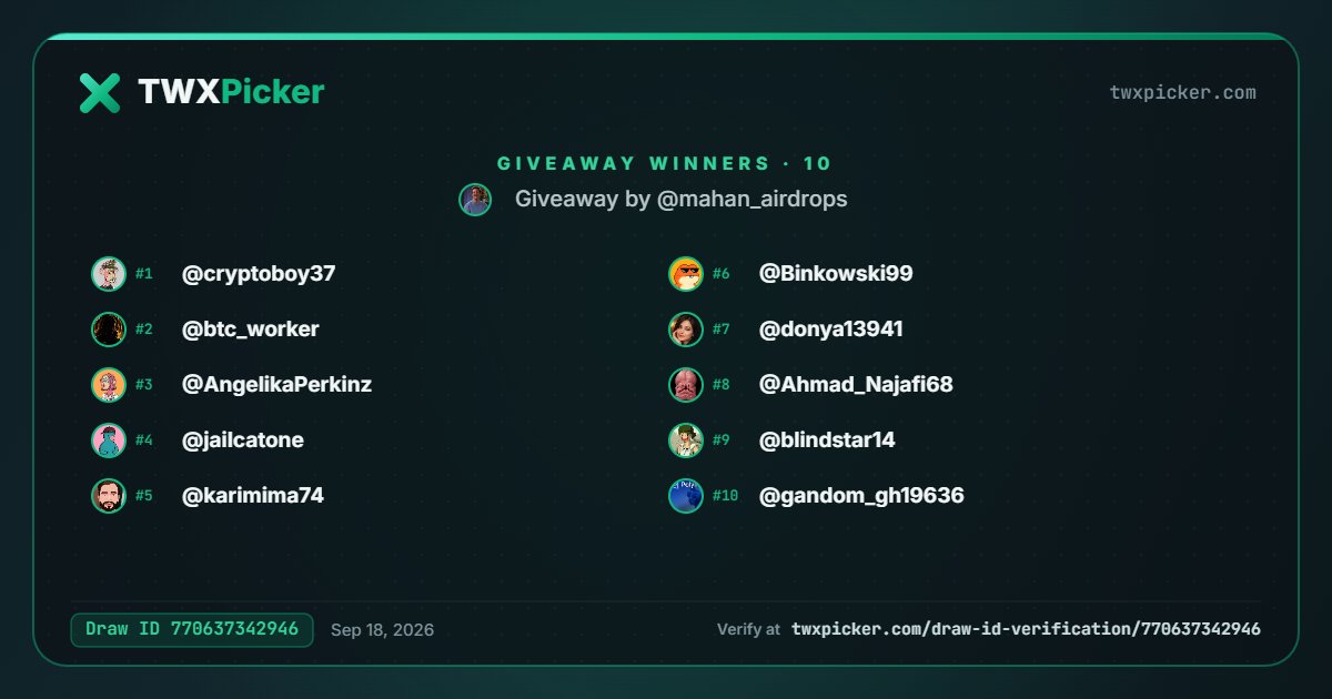 mahan_airdrops's tweet photo. 🎉 Giveaway winners, congrats!

Please send your UID in the comments so we can verify and process the rewards 👇

🏆 @cryptoboy37
🏆 @btc_worker
🏆 @AngelikaPerkinz
🏆 @jailcatone
🏆 @karimima74
🏆 @Binkowski99
🏆 @donya13941
🏆 @Ahmad_Najafi68
🏆 @blindstar14
🏆 @gandom_gh19636
⏰ You have 24 hours to submit your UID.
Please reply with your UID as soon as possible. 👑